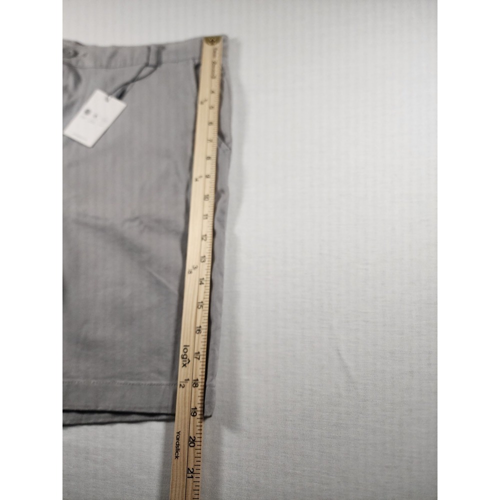 Brisk Chino Shorts Mens 36 Grey Solid Stretch Casual Summer Golf Church Everyday - Picture 5 of 8